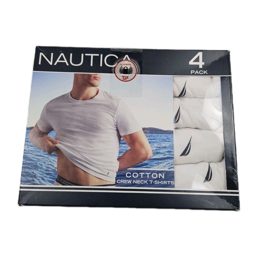 Nautica Undershirts Men's Medium 38 - 40 White 4 Pack Crew Neck Classic Fit